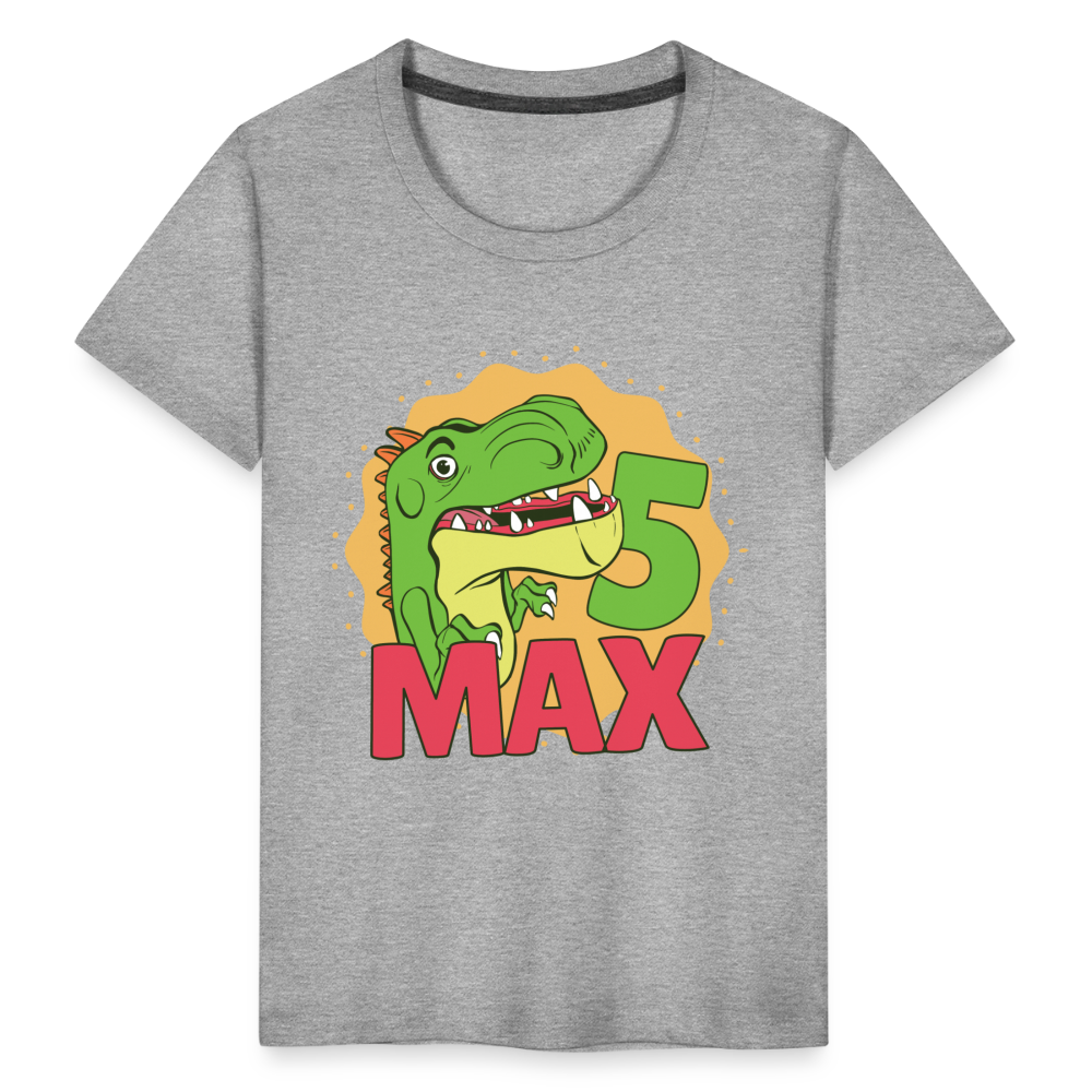 Kinder Premium T-Shirt Dino 5.Geburtstag - Grau meliert