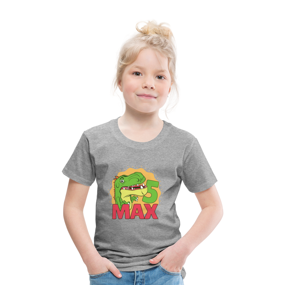 Kinder Premium T-Shirt Dino 5.Geburtstag - Grau meliert