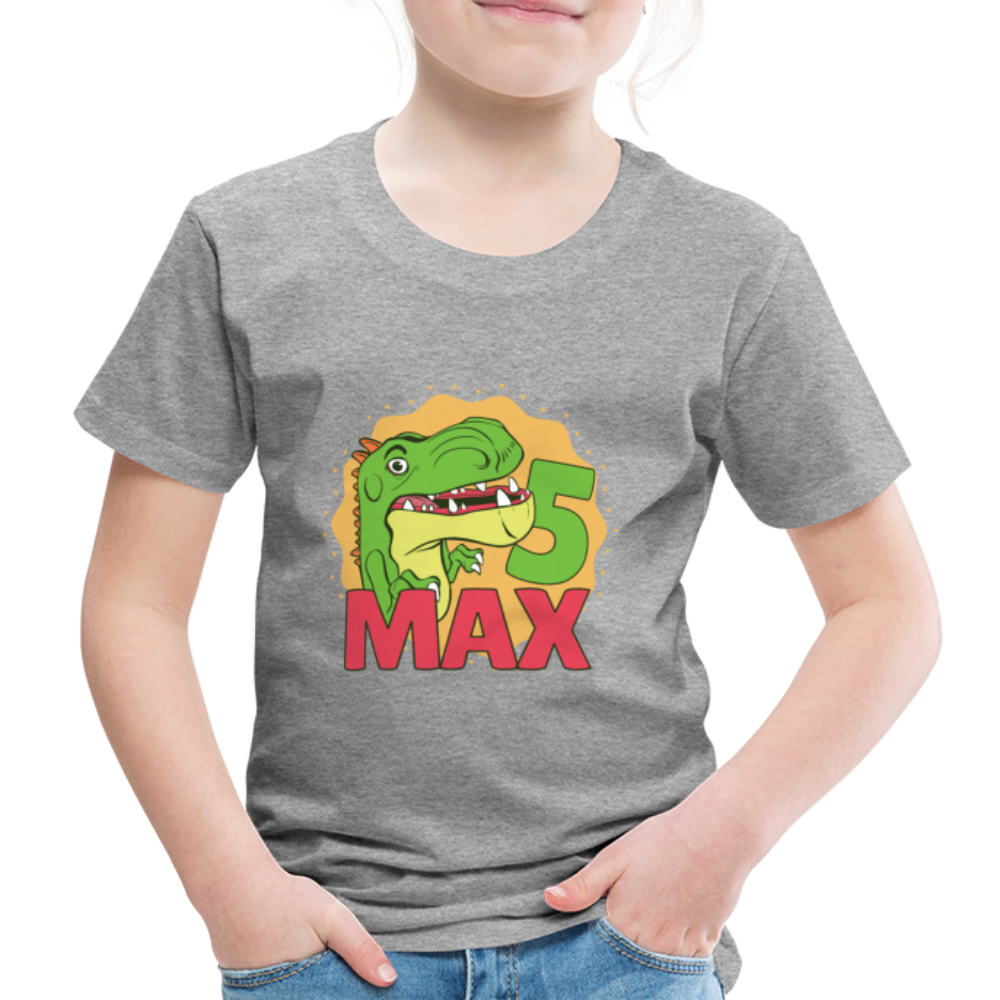 Kinder Premium T-Shirt Dino 5.Geburtstag - Grau meliert