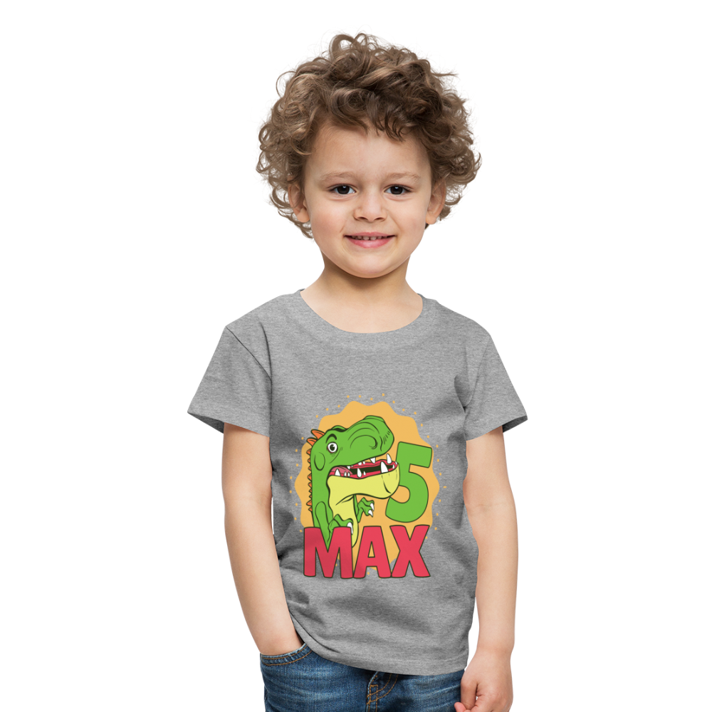 Kinder Premium T-Shirt Dino 5.Geburtstag - Grau meliert