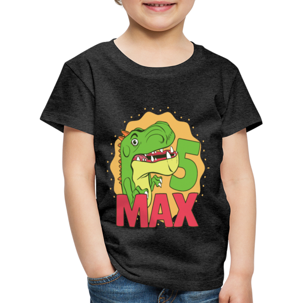 Kinder Premium T-Shirt Dino 5.Geburtstag - Anthrazit