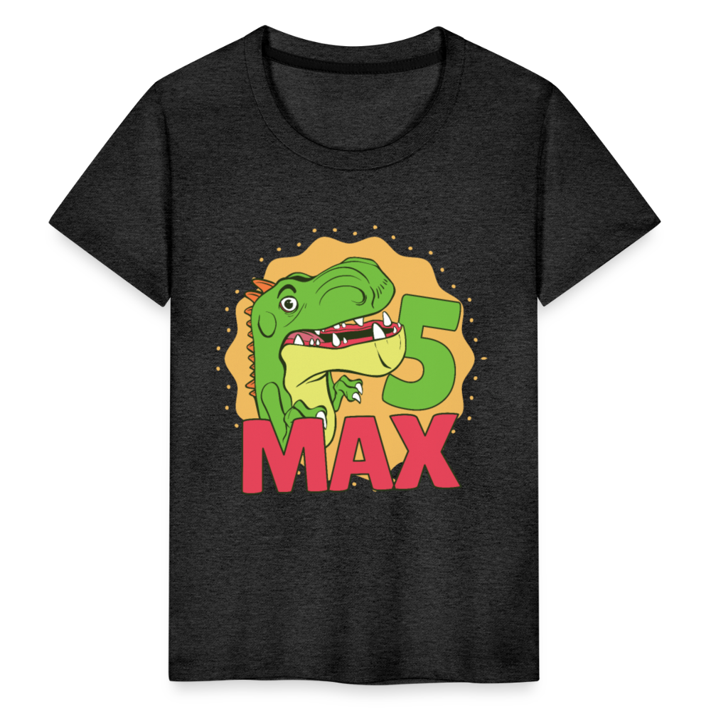 Kinder Premium T-Shirt Dino 5.Geburtstag - Anthrazit