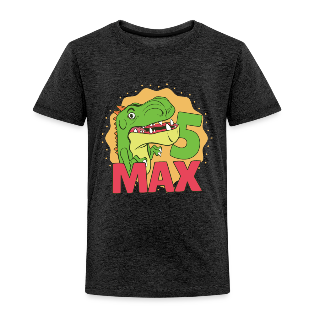 Kinder Premium T-Shirt Dino 5.Geburtstag - Anthrazit