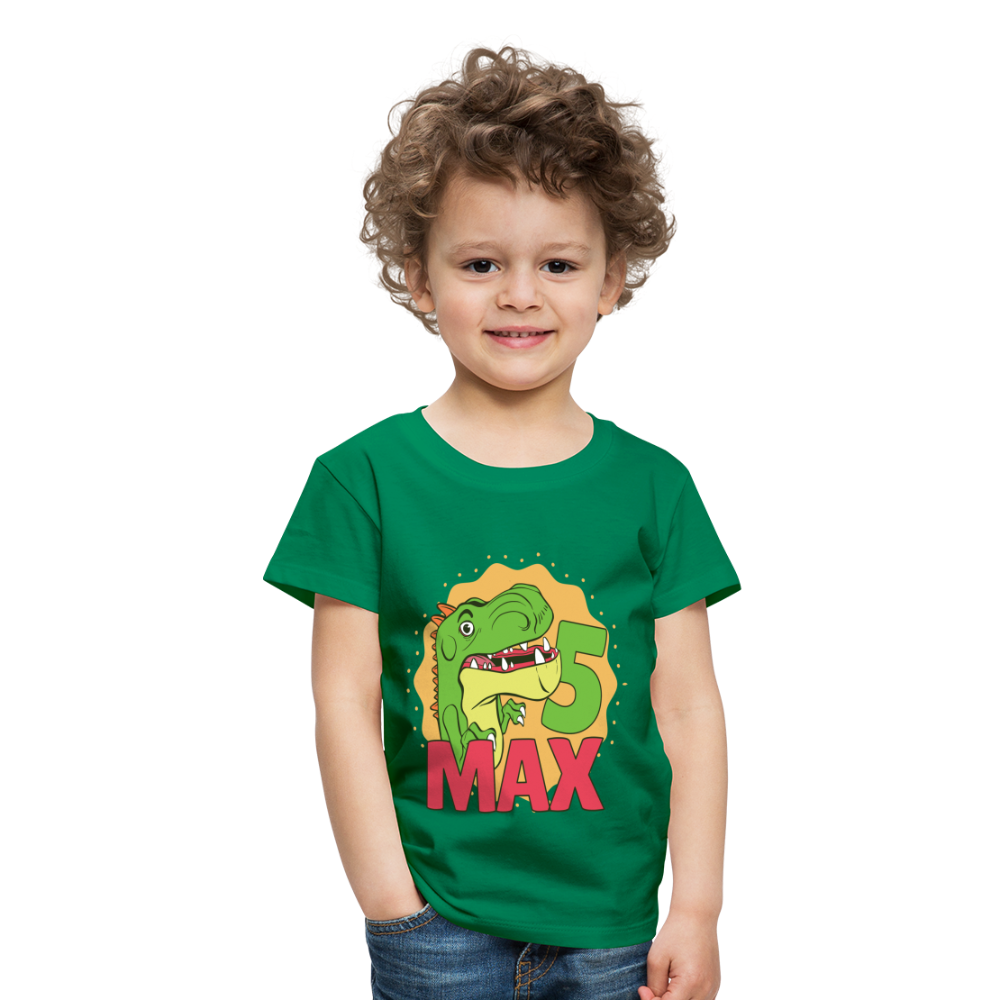 Kinder Premium T-Shirt Dino 5.Geburtstag - Kelly Green