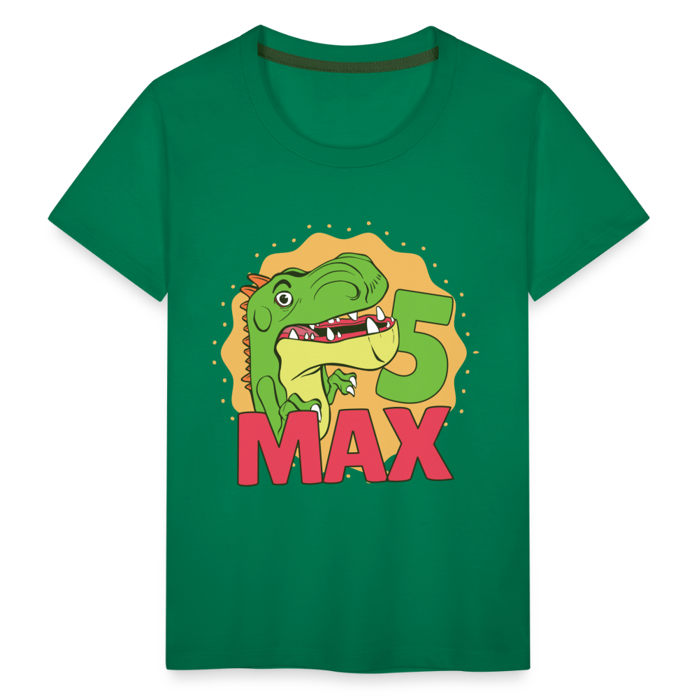 Kinder Premium T-Shirt Dino 5.Geburtstag - Kelly Green