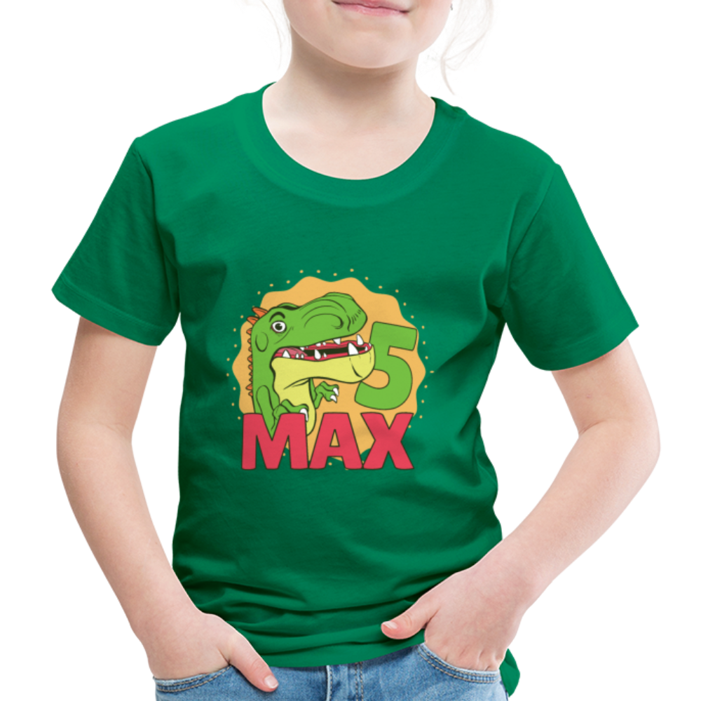 Kinder Premium T-Shirt Dino 5.Geburtstag - Kelly Green