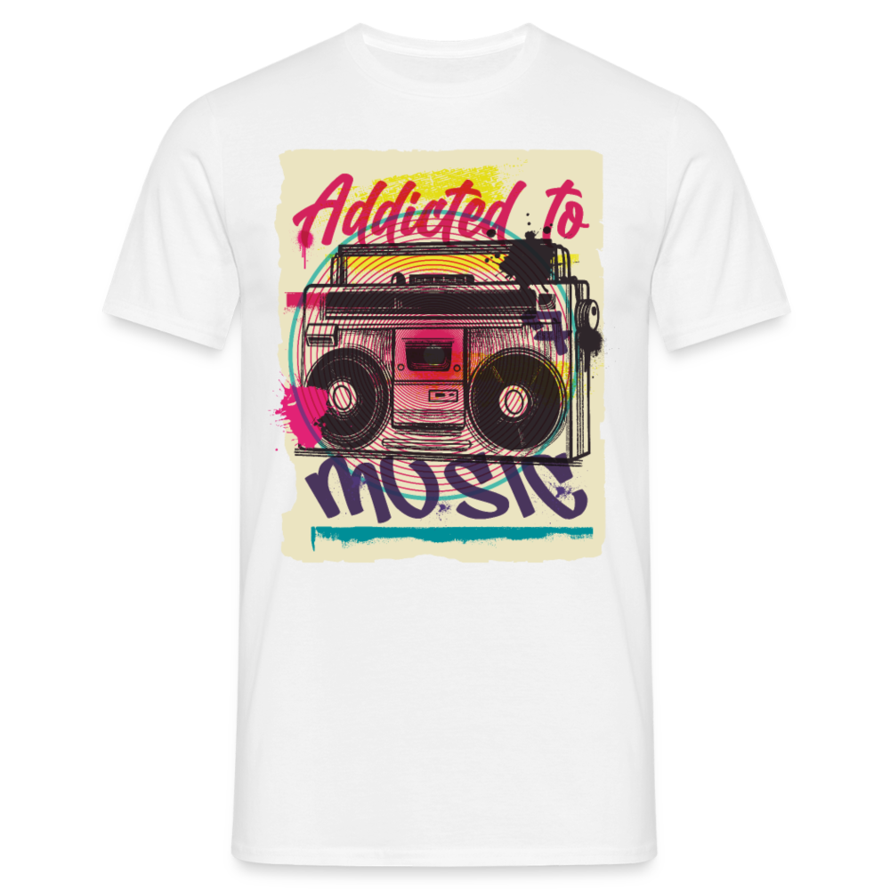 Herren - Männer T-Shirt Addicted to Music - Weiß