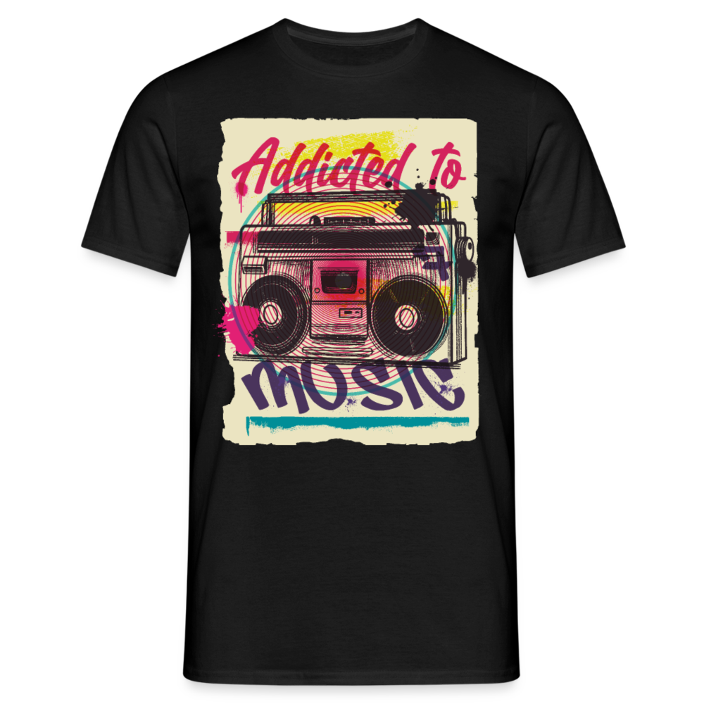 Herren - Männer T-Shirt Addicted to Music - Schwarz