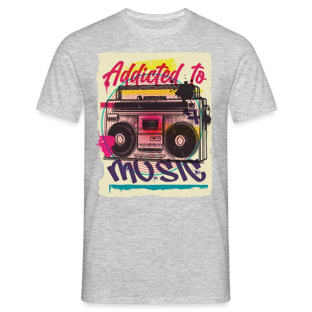 Herren - Männer T-Shirt Addicted to Music - Grau meliert