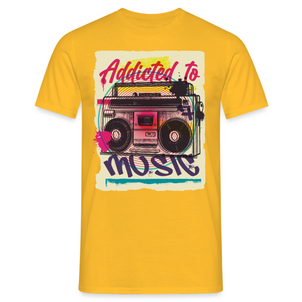 Herren - Männer T-Shirt Addicted to Music - Gelb