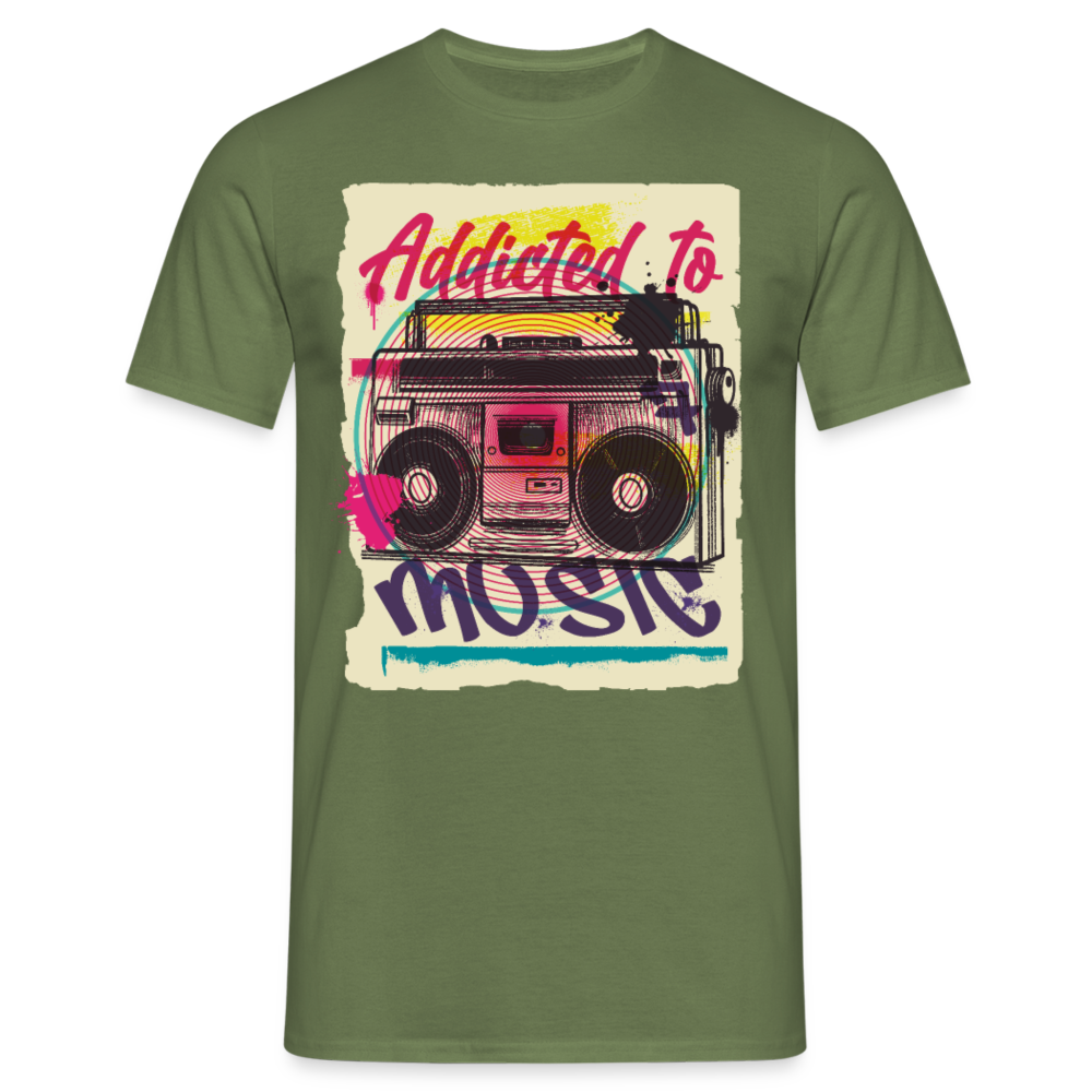 Herren - Männer T-Shirt Addicted to Music - Militärgrün