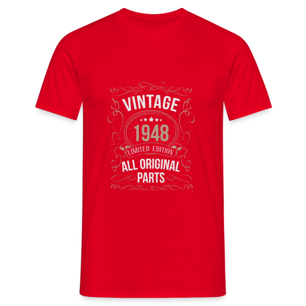 Herren - Männer T-Shirt Vintage 1948 Limited Edition - Rot