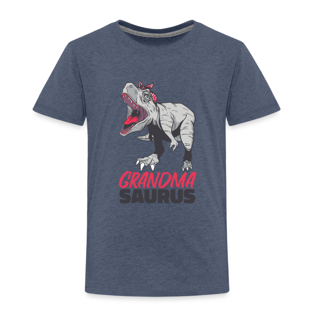 Kinder Premium T-Shirt Großmutter - Grandma Saurus - Blau meliert