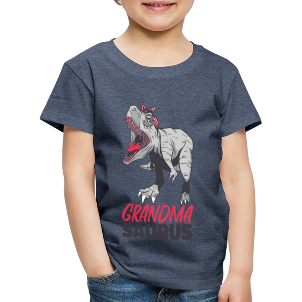 Kinder Premium T-Shirt Großmutter - Grandma Saurus - Blau meliert