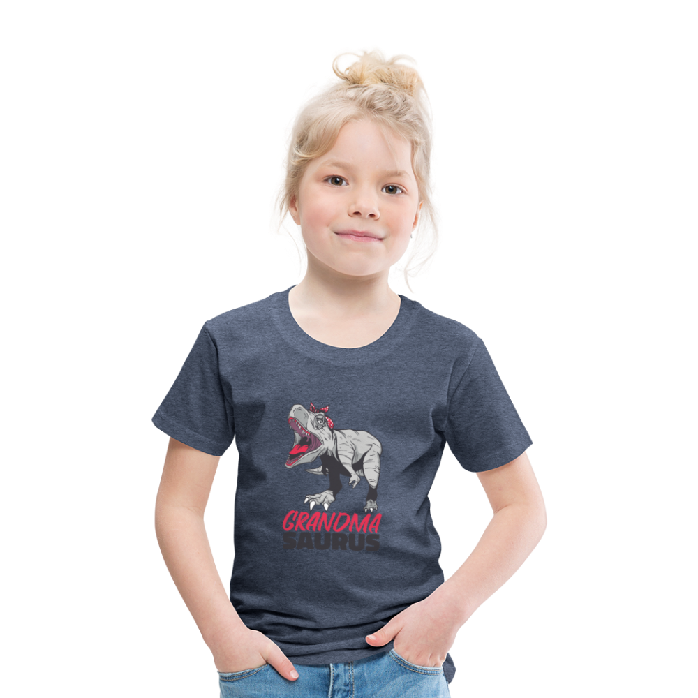 Kinder Premium T-Shirt Großmutter - Grandma Saurus - Blau meliert