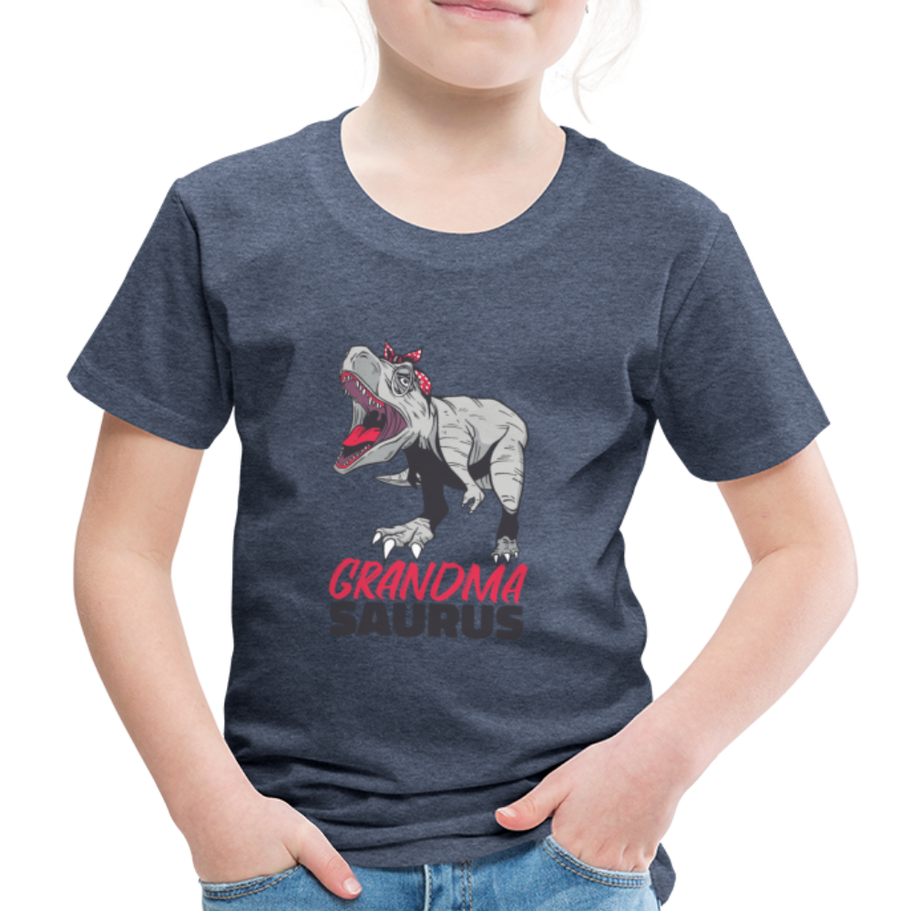 Kinder Premium T-Shirt Großmutter - Grandma Saurus - Blau meliert