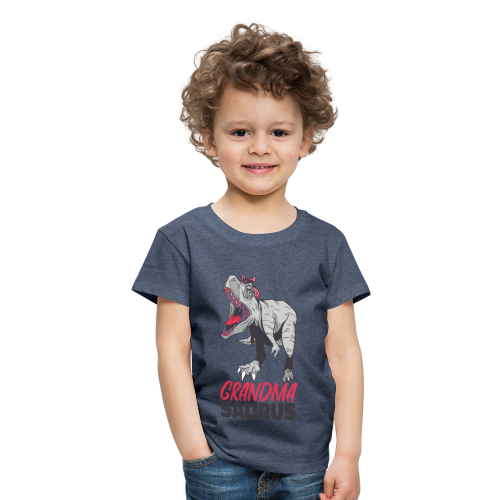 Kinder Premium T-Shirt Großmutter - Grandma Saurus - Blau meliert