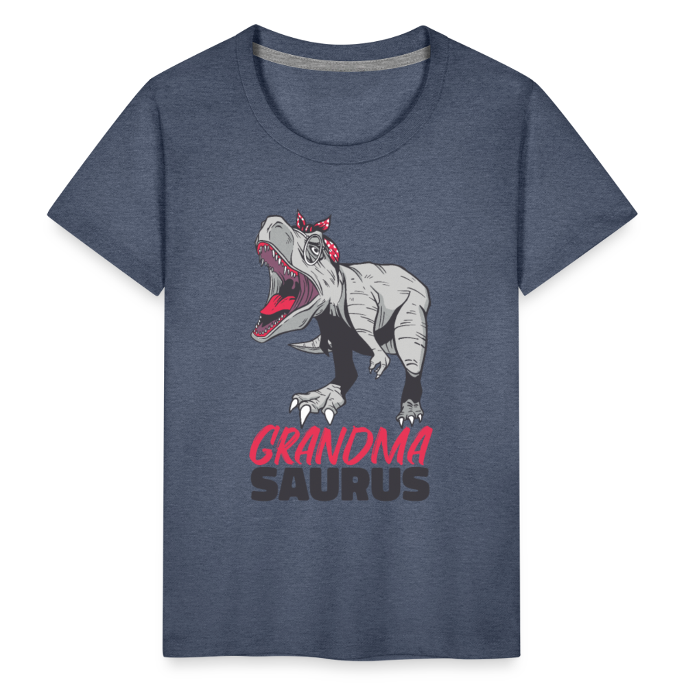 Kinder Premium T-Shirt Großmutter - Grandma Saurus - Blau meliert