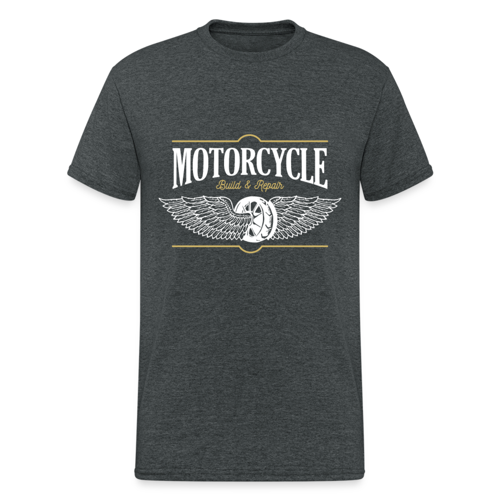 Herren - Männer Gildan Heavy T-Shirt Motorrad - Motorcycle - Dunkelgrau meliert