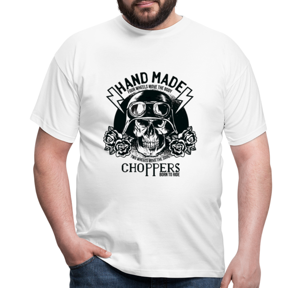 Herren - Männer T-Shirt Motorrad Totenkopf - Weiß