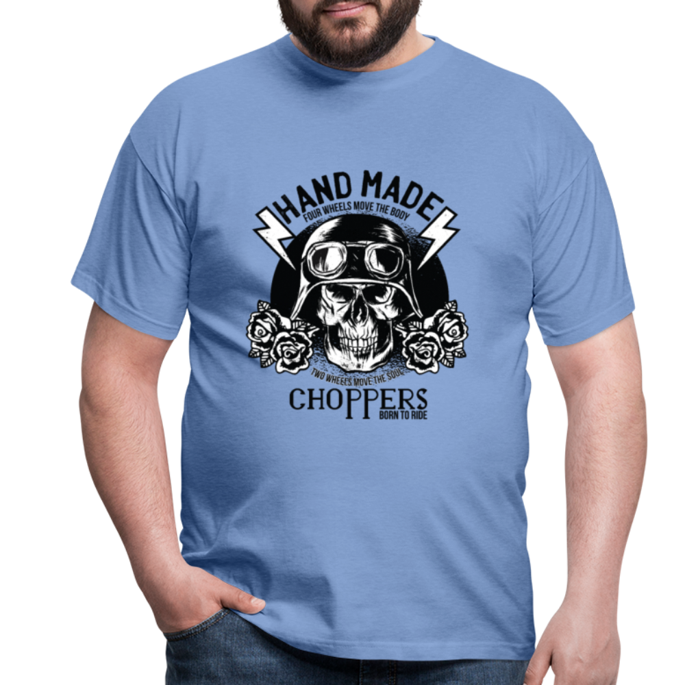 Herren - Männer T-Shirt Motorrad Totenkopf - carolina blue