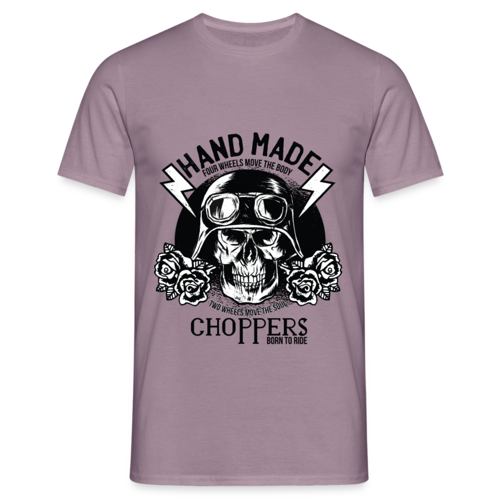 Herren - Männer T-Shirt Motorrad Totenkopf - Lilagrau 