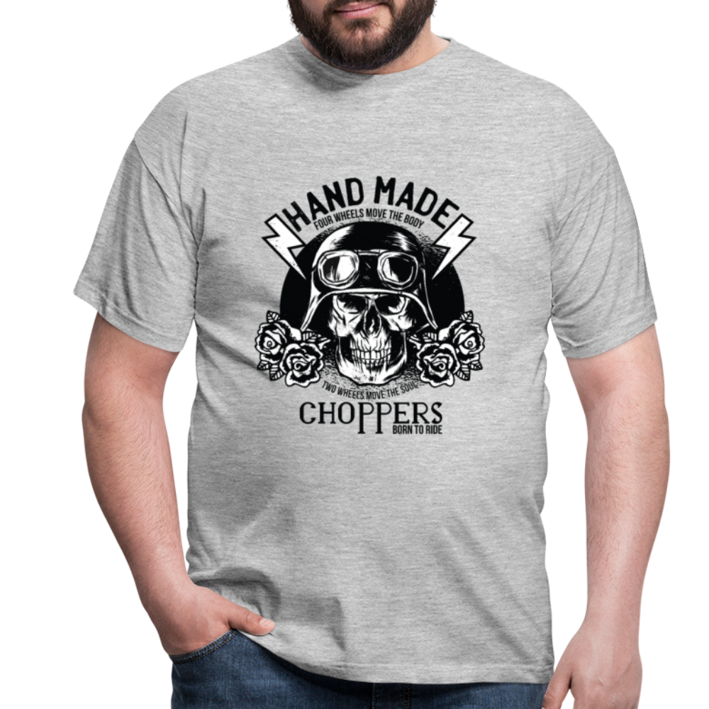 Herren - Männer T-Shirt Motorrad Totenkopf - Grau meliert