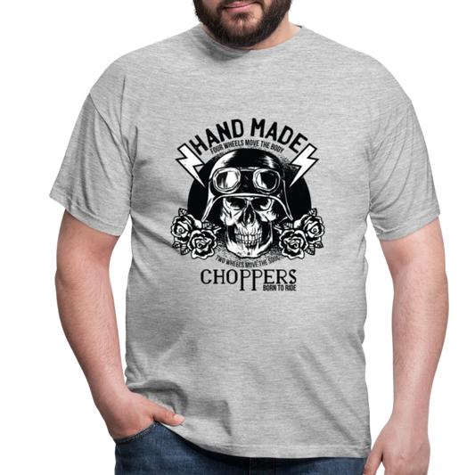 Herren - Männer T-Shirt Motorrad Totenkopf - Grau meliert