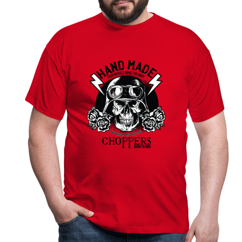 Herren - Männer T-Shirt Motorrad Totenkopf - Rot