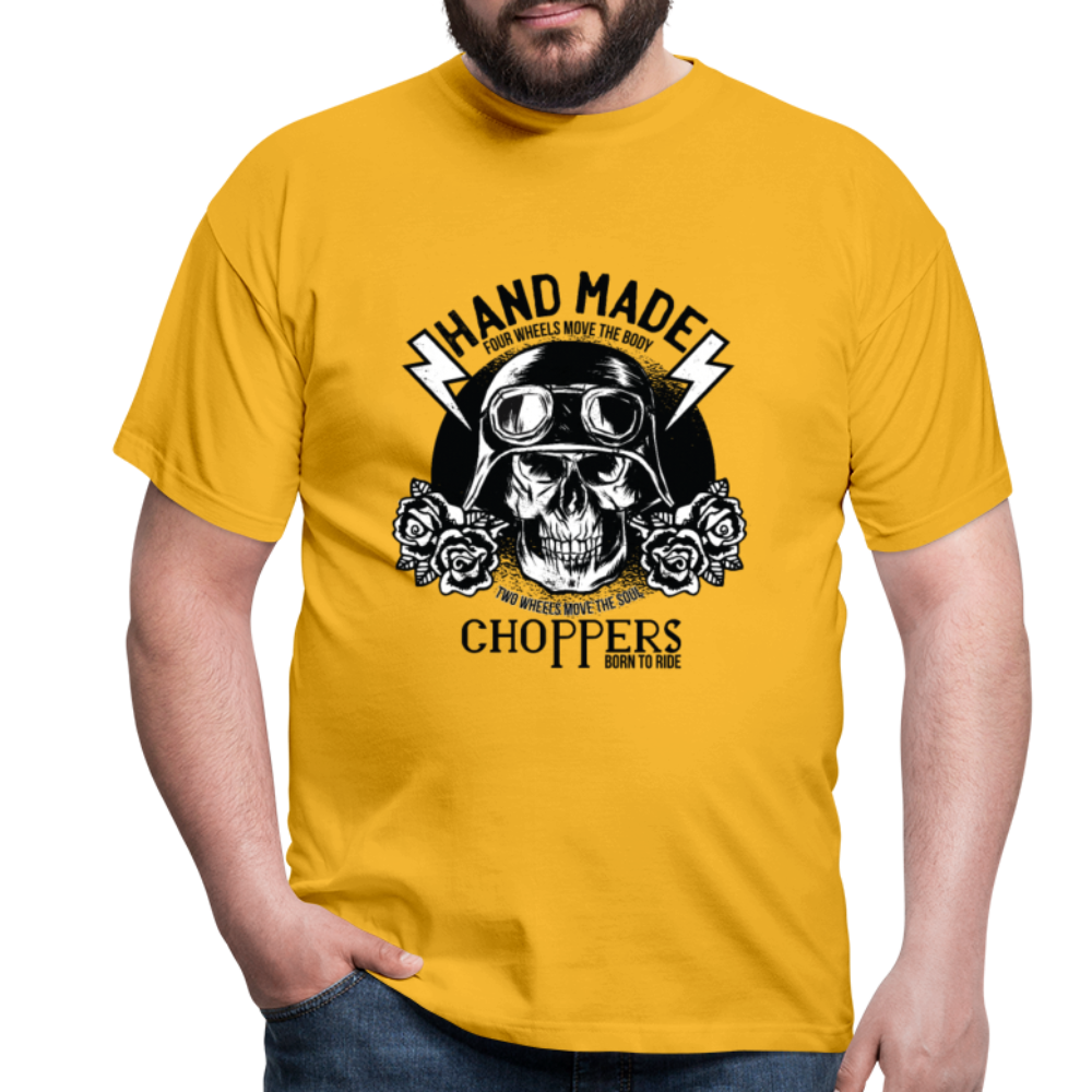 Herren - Männer T-Shirt Motorrad Totenkopf - Gelb