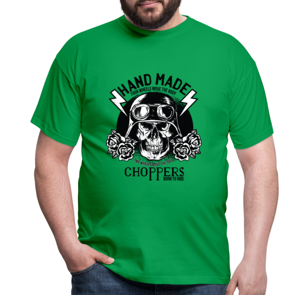 Herren - Männer T-Shirt Motorrad Totenkopf - Kelly Green