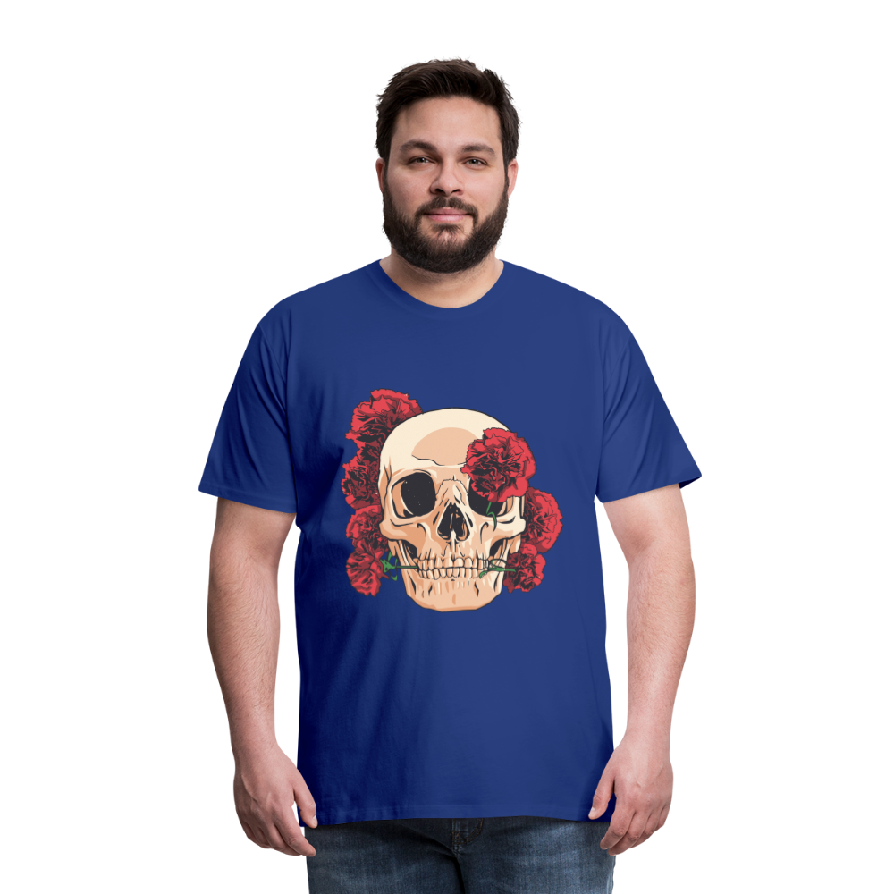 Herren - Männer Premium T-Shirt Totenkopf mit Rosen Design - Königsblau