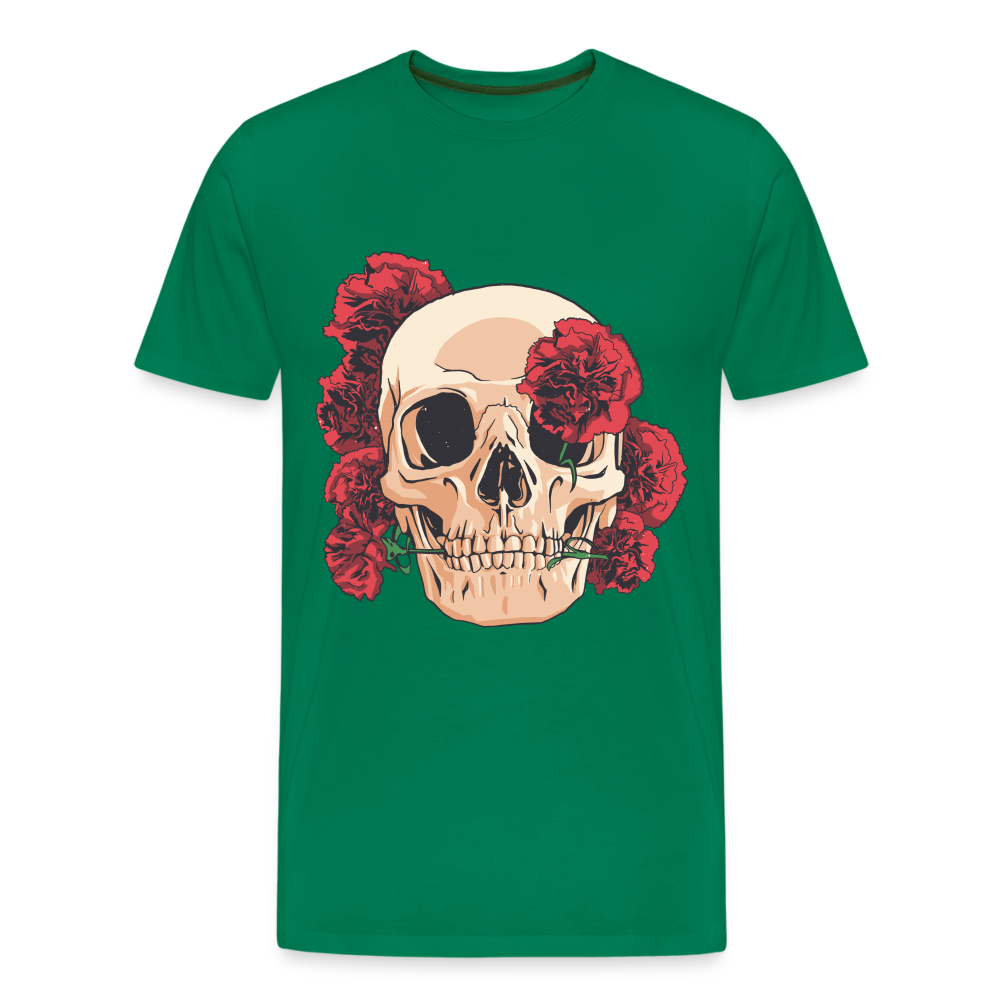 Herren - Männer Premium T-Shirt Totenkopf mit Rosen Design - Kelly Green