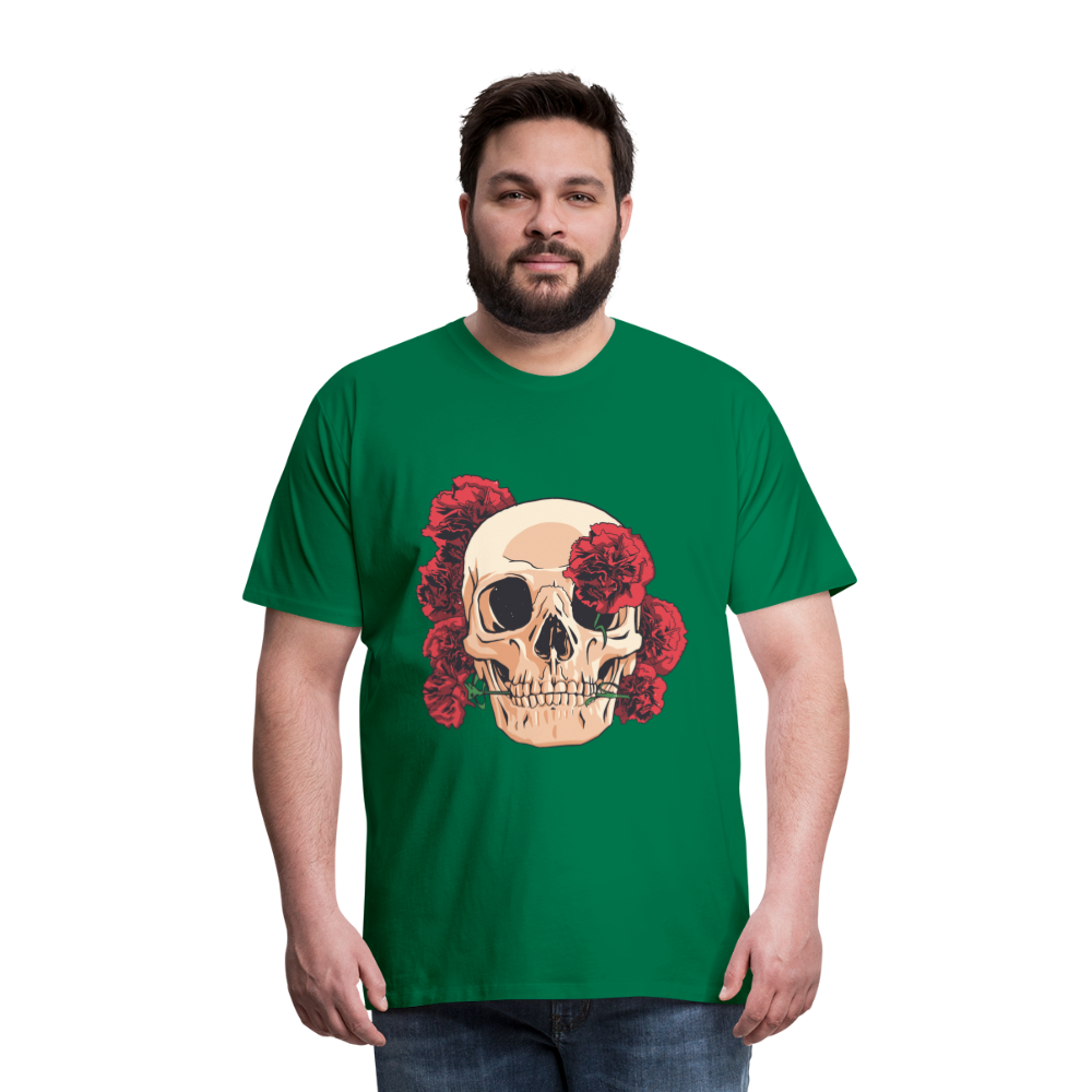 Herren - Männer Premium T-Shirt Totenkopf mit Rosen Design - Kelly Green