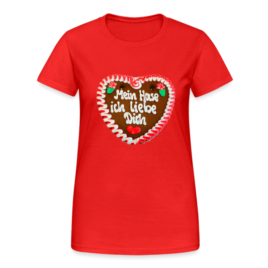 Damen - Frauen Gildan Heavy T-Shirt Lebkuchenherz Mein Hase ich liebe Dich - Online Kaufhaus München