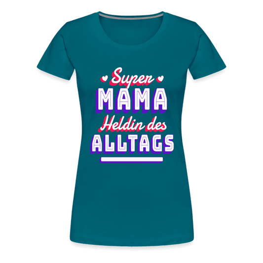 Damen - Frauen Premium T-Shirt Super Mama Heldin des Alltags - Online Kaufhaus München