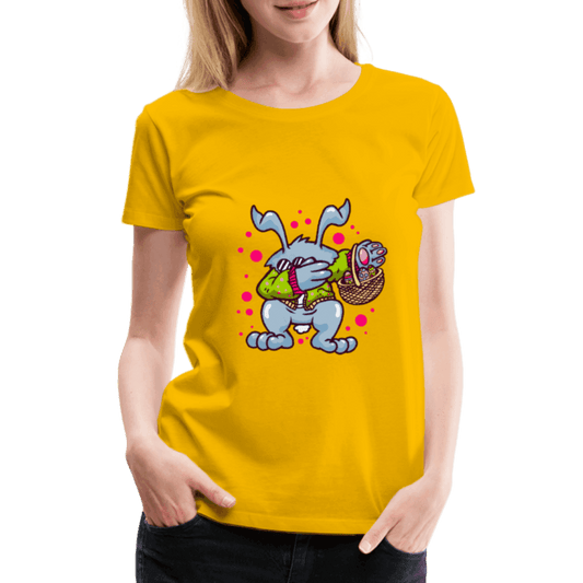 Hüpf in den Frühling: Unser süßes Damen Premium -T-Shirt mit Osterhasen-Motiv - Online Kaufhaus München