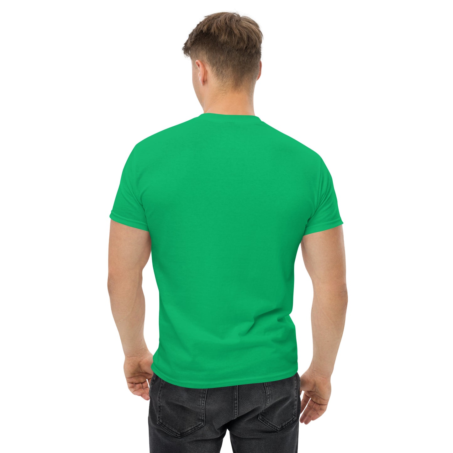 Unisex-Klassisches Oktoberfest-T-Shirt München Edition in Irish Green, zeigt Rückenansicht und traditionelles Design.