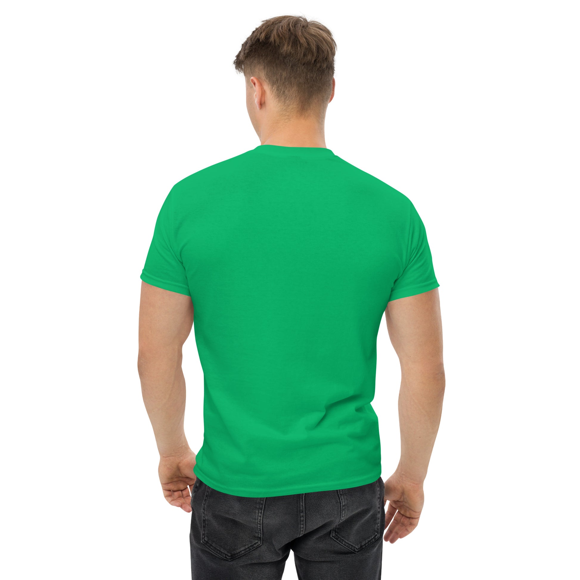 Unisex-Klassisches Oktoberfest-T-Shirt München Edition in Irish Green, zeigt Rückenansicht und traditionelles Design.