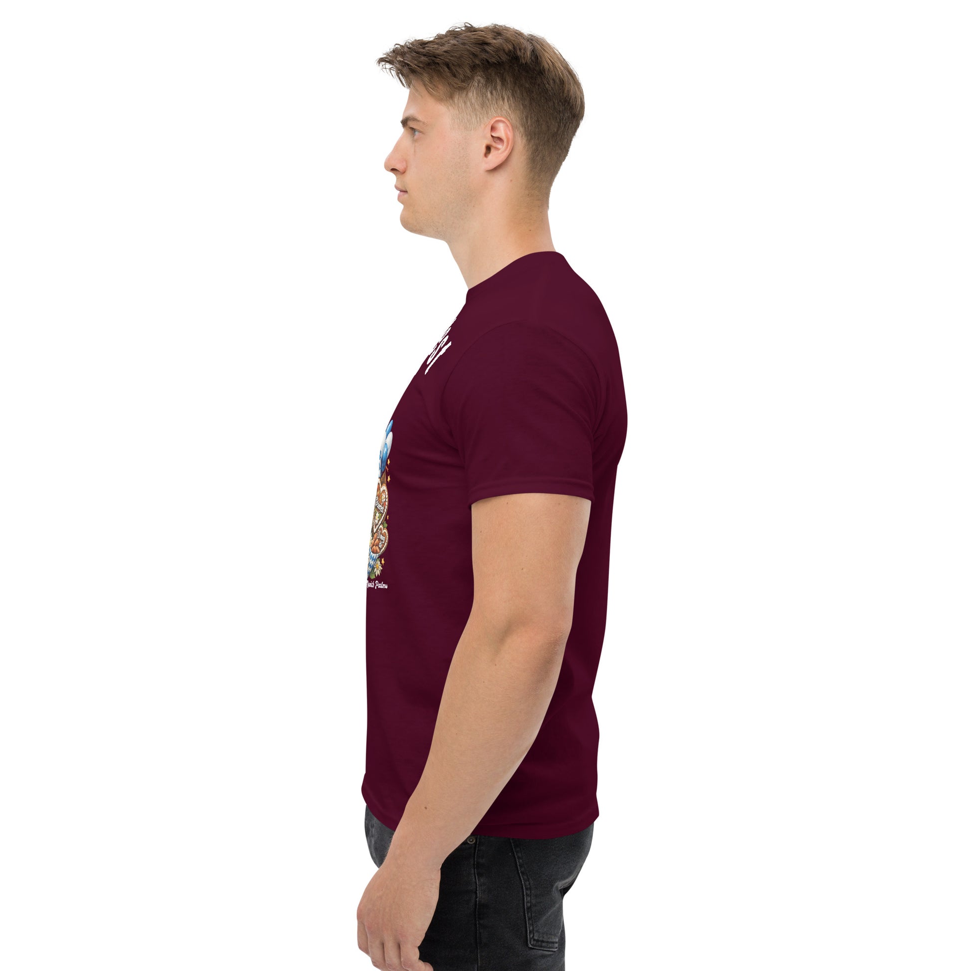 Klassisches Unisex-T-Shirt Oktoberfest 2026 München Edition in Maroon, bequemes T-Shirt mit Oktoberfest-Motiv, Online Kaufhaus München
