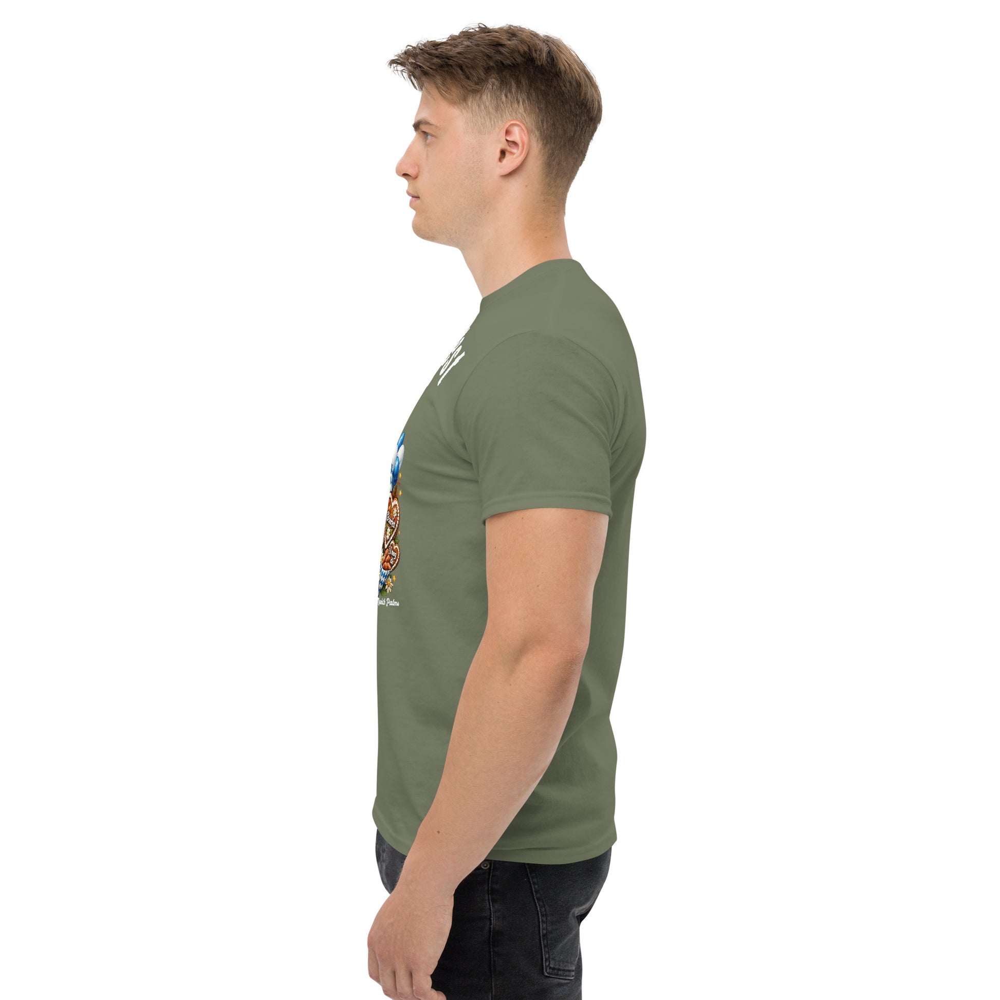 Unisex-Klassisches T-Shirt in Olivgrün mit Oktoberfest 2026 München Edition, bequemes Unisex-Shirt von Online Kaufhaus München