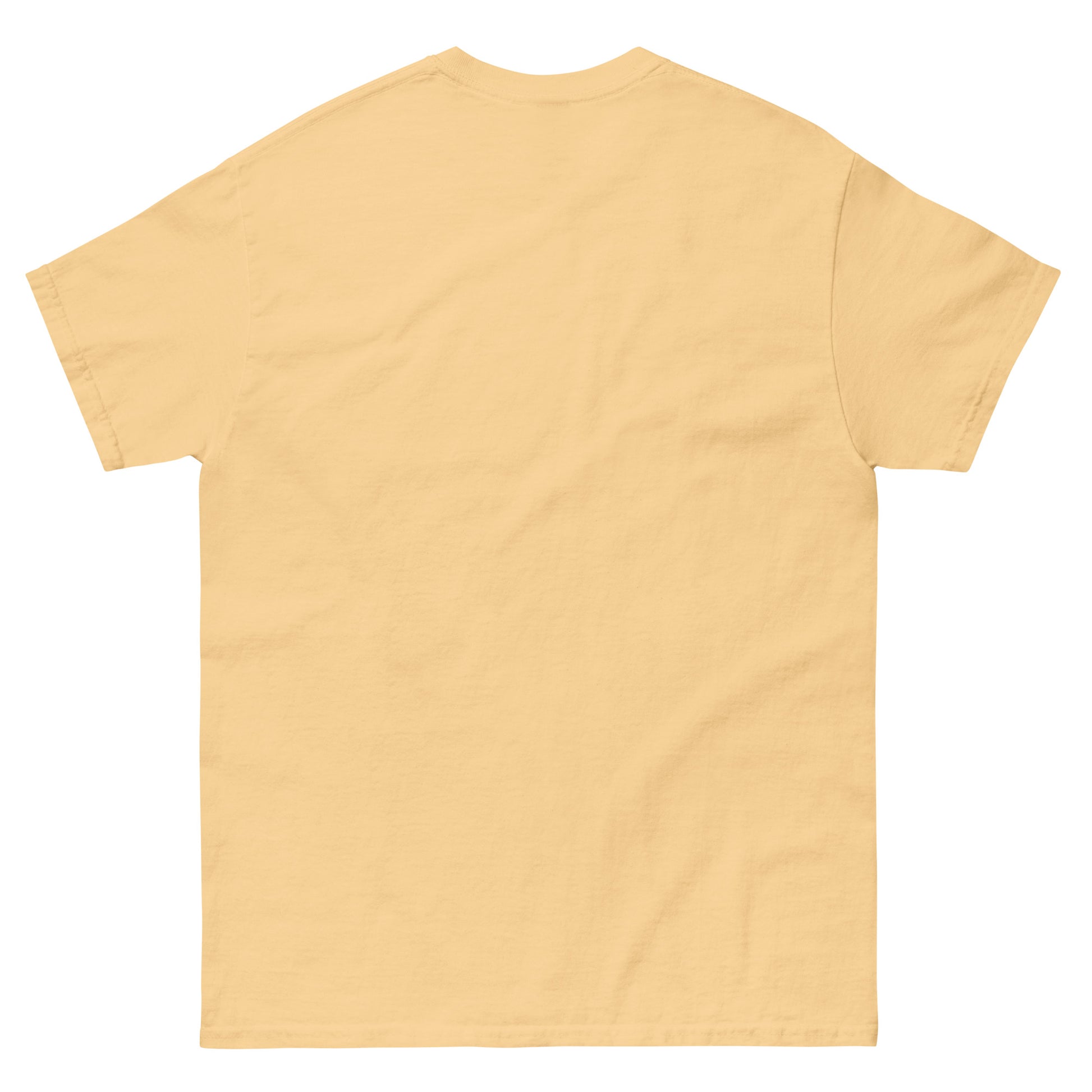 Gelbes Unisex-T-Shirt mit "I love Thailand" Aufdruck, klassisches Design, von Online Kaufhaus München, Blick auf Rückseite