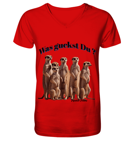 Was guckst Du ? Rudel Erdmännchen Design by Munich Palms - V-Neck Shirt - Online Kaufhaus München