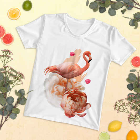 Women's T-shirt with Flamingo 3 D