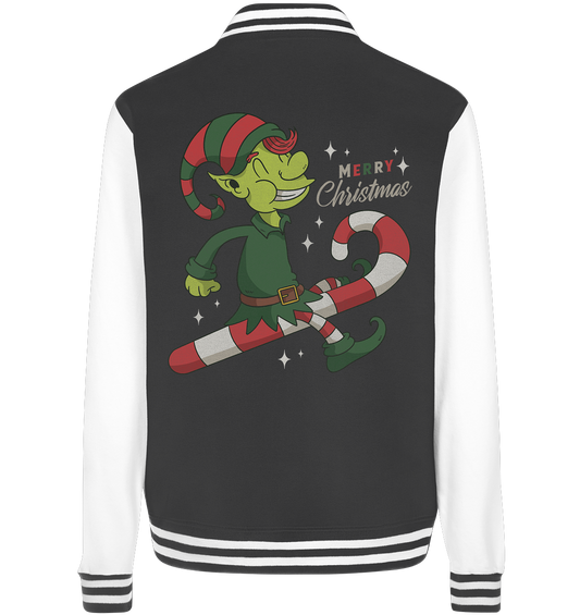 Christmas Design Cute Christmas Elf with Candy Cane Merry Christmas - College Jacket