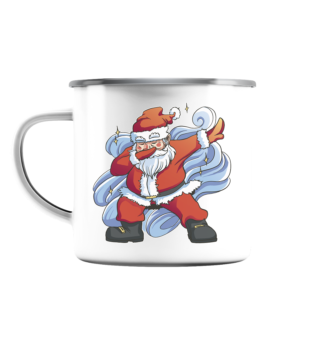 Christmas, Santa Claus Dabbing, Dancing Santa Claus, Fun, Santa Dabbing Christmas - Enamel Cup (Silver)