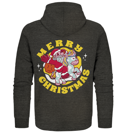 Nikolaus auf Einhorn reitend , Santa Claus Unicorn ,Merry Christmas  - Organic Zipper