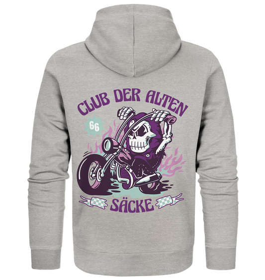 Club der alten Säcke ,Biker ,Motorradfahrer Skelett - Organic Zipper