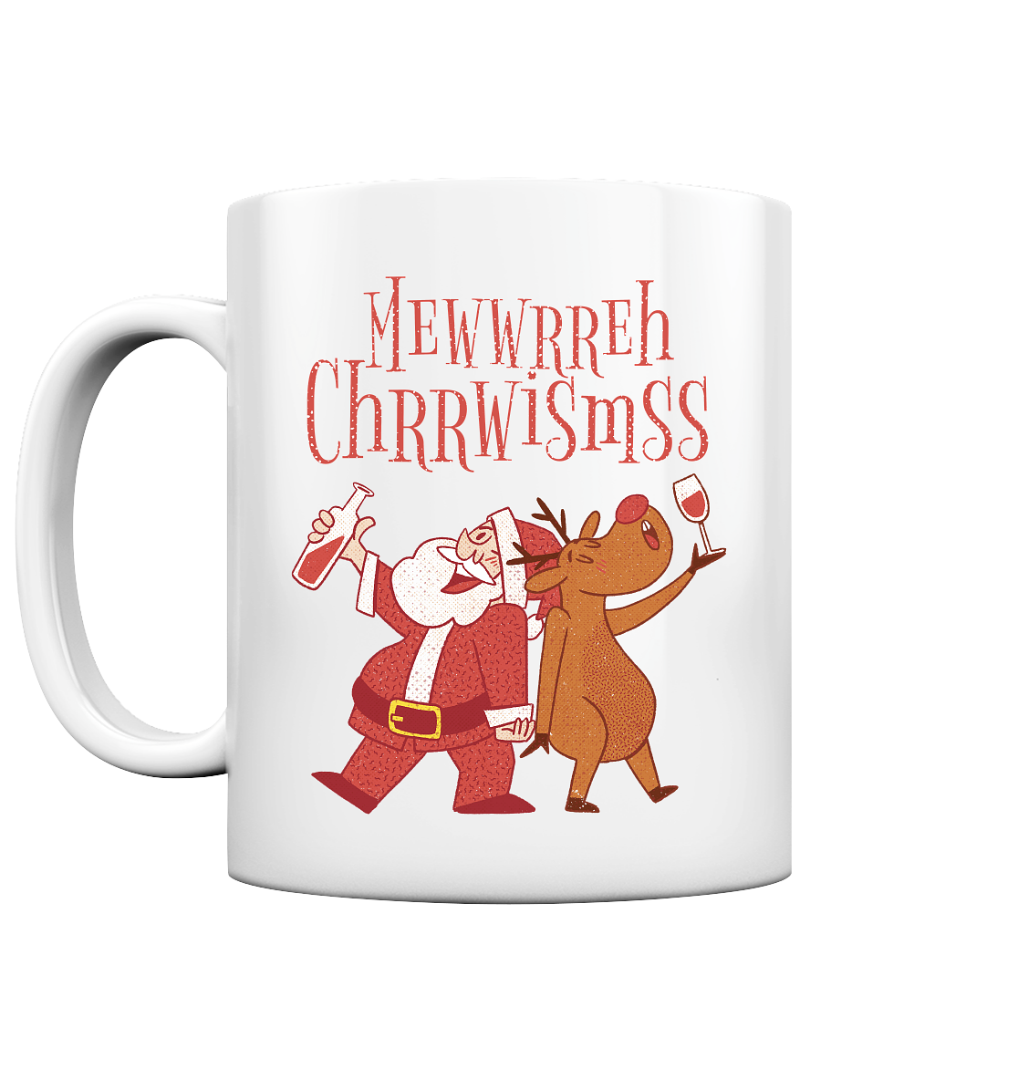 Betrunkerner Nikolaus mit Rentier - Tasse glossy