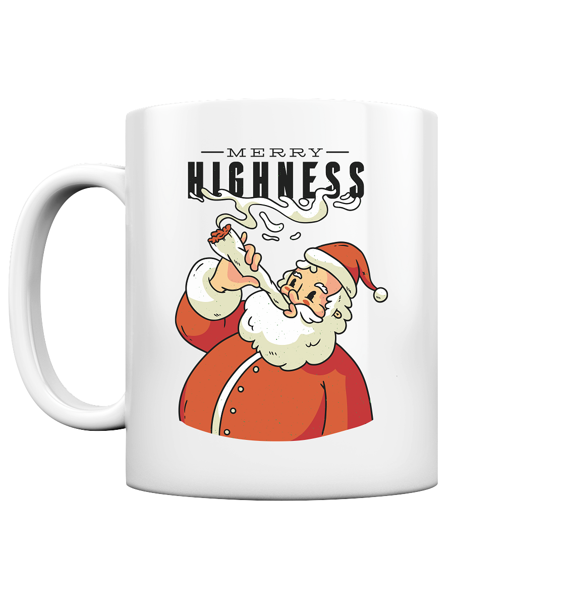 Weihnachten Kiffender Weihnachtsmann Nikolaus Merry Highness - Tasse glossy